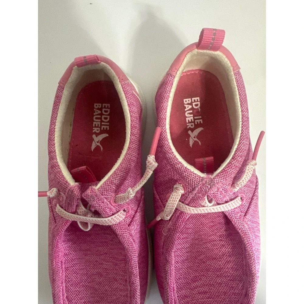 Eddie Bauer Roslyn Kids Pink Fabric Moc Toe Slip On Sneakers Size 12
